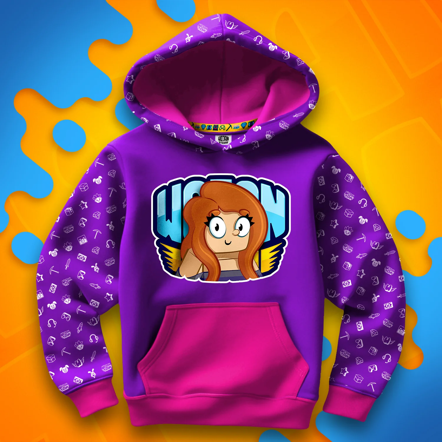 BLUZA *FULL WZÓR* KATI W LOGO - RÓŻOWA - Image 3
