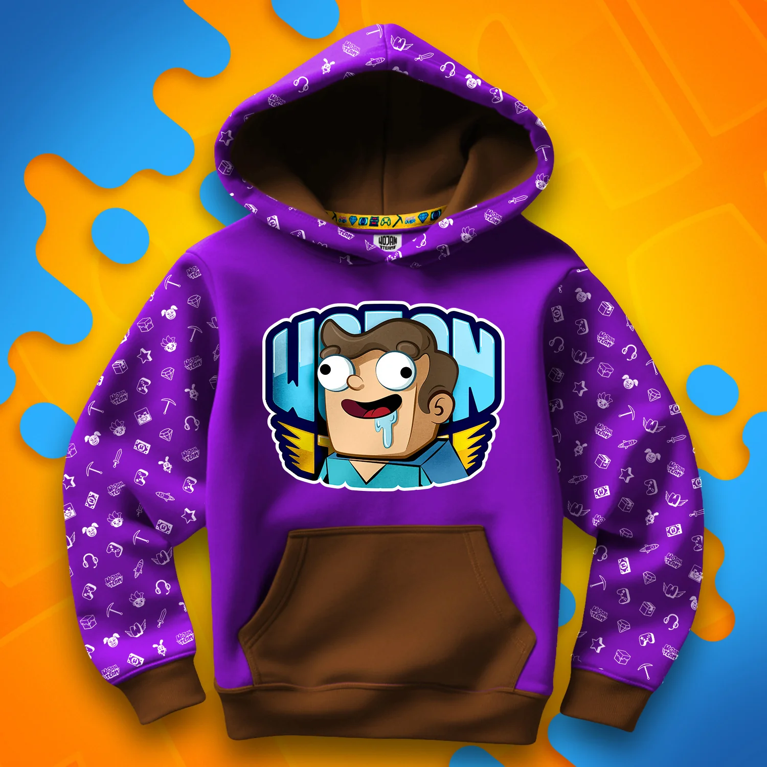 BLUZA *FULL WZÓR* NOOBEK W LOGO - BRĄZOWA - Image 3