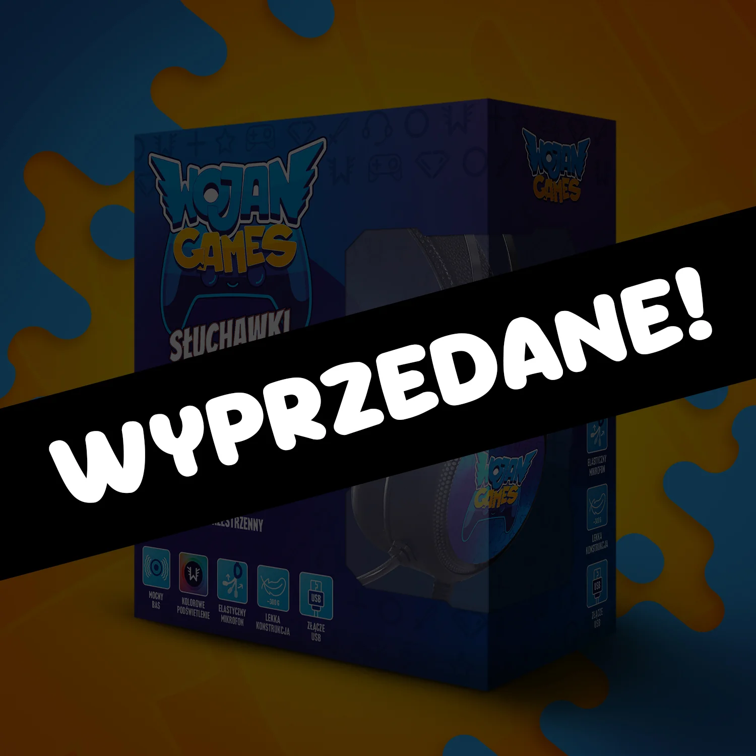 SŁUCHAWKI GAMINGOWE WOJANA z MIKROFONEM - 2 METRY KABLA USB