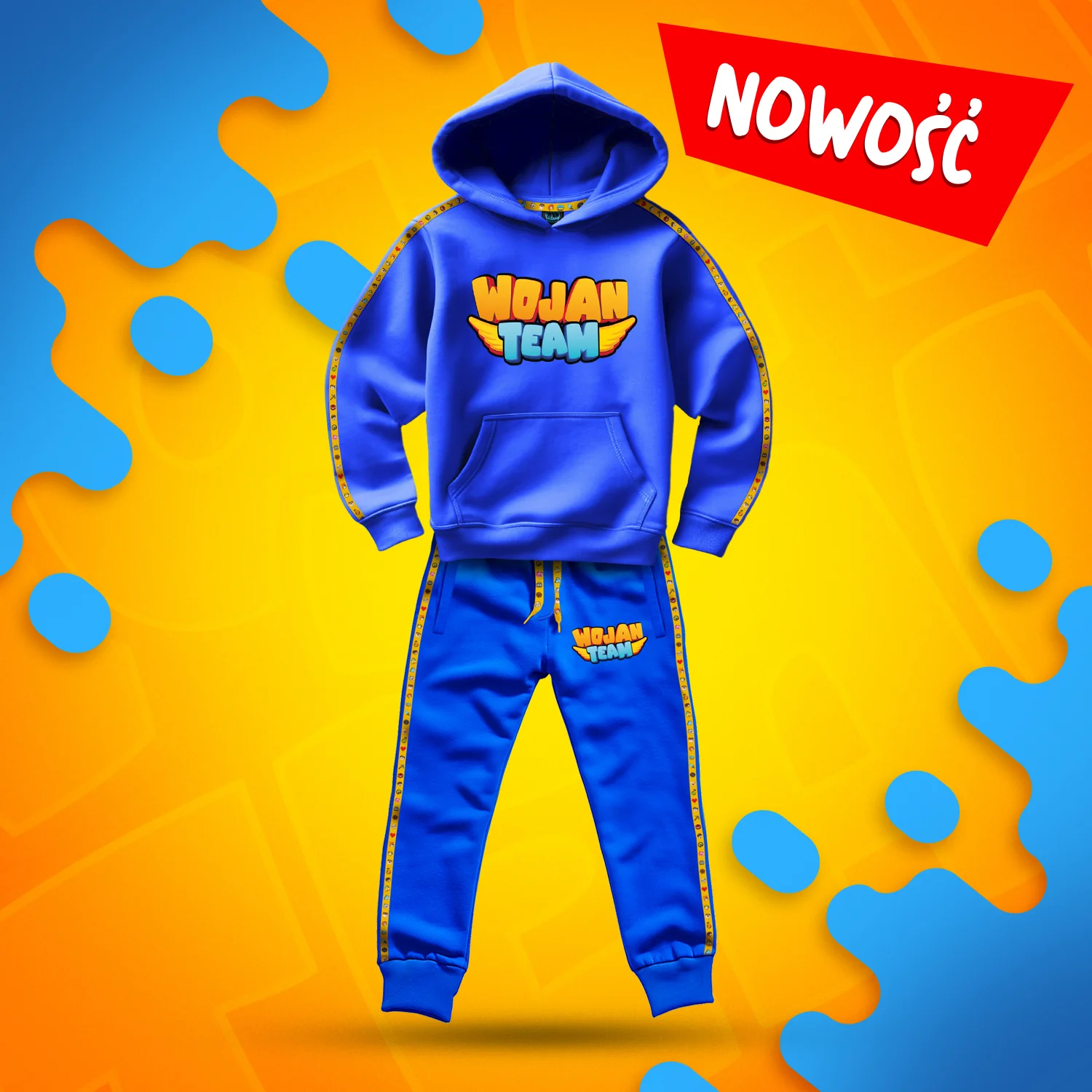 ZESTAW BLUZA + SPODNIE *PREMIUM* Z PASKAMI WOJAN TEAM - NIEBIESKI - Image 3