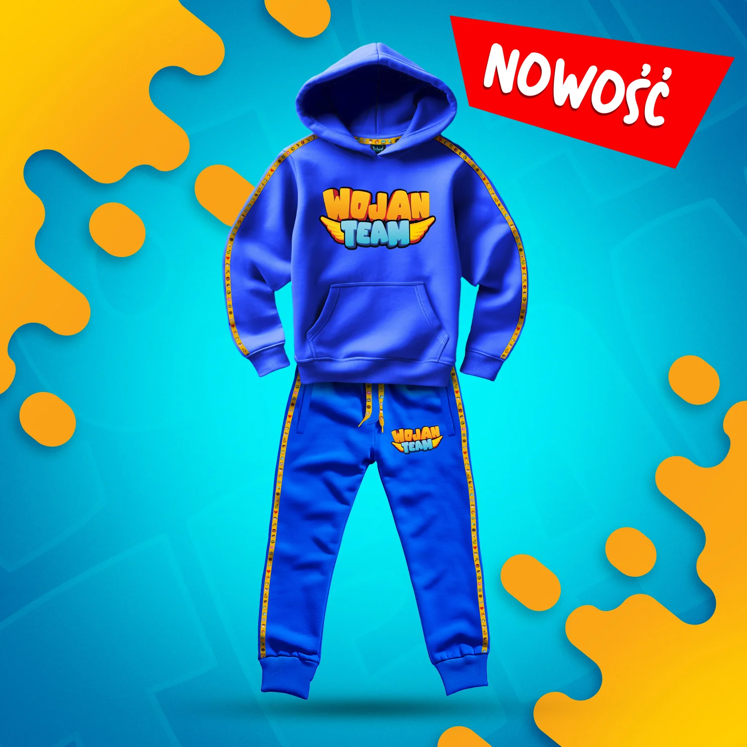 ZESTAW BLUZA + SPODNIE *PREMIUM* Z PASKAMI WOJAN TEAM - NIEBIESKI - Image 4